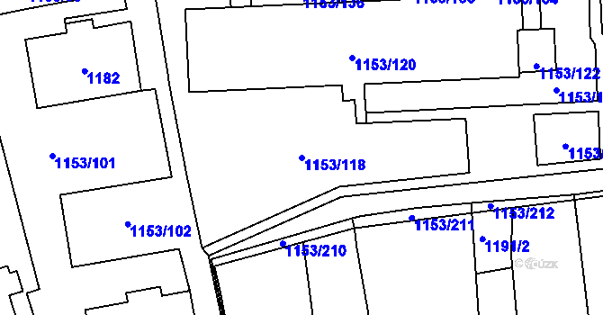 Parcela st. 1153/118 v KÚ Kylešovice, Katastrální mapa