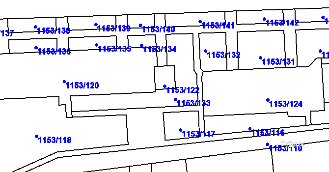 Parcela st. 1153/122 v KÚ Kylešovice, Katastrální mapa