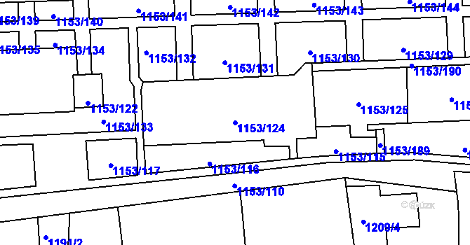 Parcela st. 1153/124 v KÚ Kylešovice, Katastrální mapa