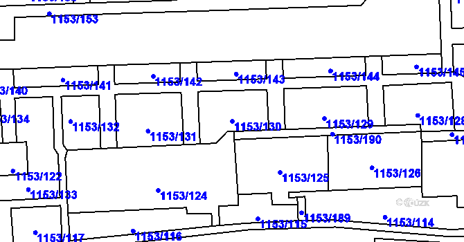 Parcela st. 1153/130 v KÚ Kylešovice, Katastrální mapa