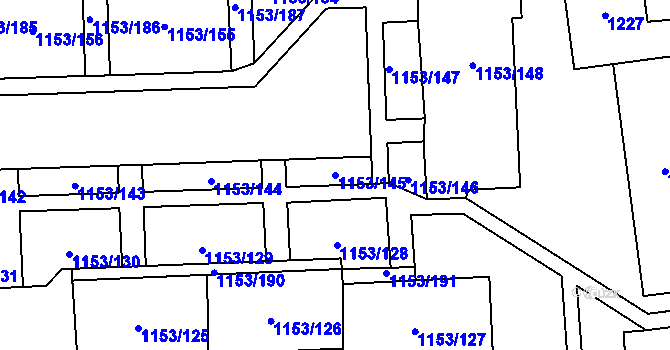 Parcela st. 1153/145 v KÚ Kylešovice, Katastrální mapa