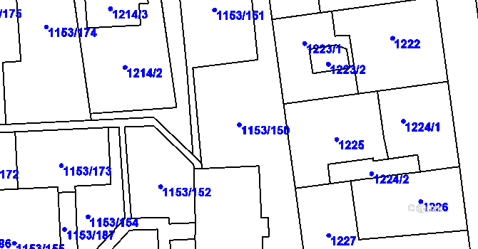 Parcela st. 1153/150 v KÚ Kylešovice, Katastrální mapa