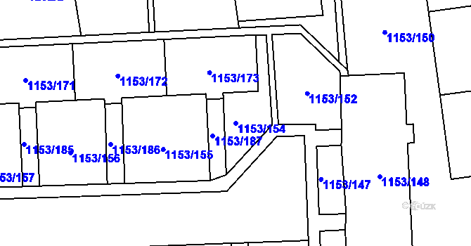 Parcela st. 1153/154 v KÚ Kylešovice, Katastrální mapa