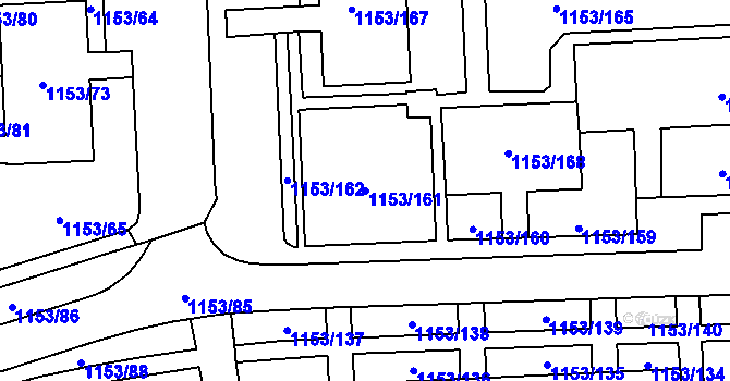 Parcela st. 1153/161 v KÚ Kylešovice, Katastrální mapa