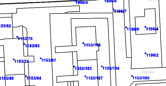 Parcela st. 1153/166 v KÚ Kylešovice, Katastrální mapa