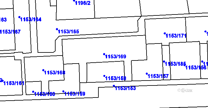 Parcela st. 1153/169 v KÚ Kylešovice, Katastrální mapa