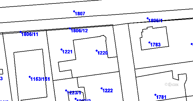 Parcela st. 1220 v KÚ Kylešovice, Katastrální mapa