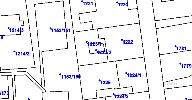 Parcela st. 1223/2 v KÚ Kylešovice, Katastrální mapa