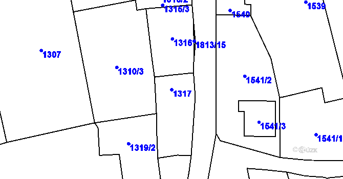 Parcela st. 1317 v KÚ Kylešovice, Katastrální mapa