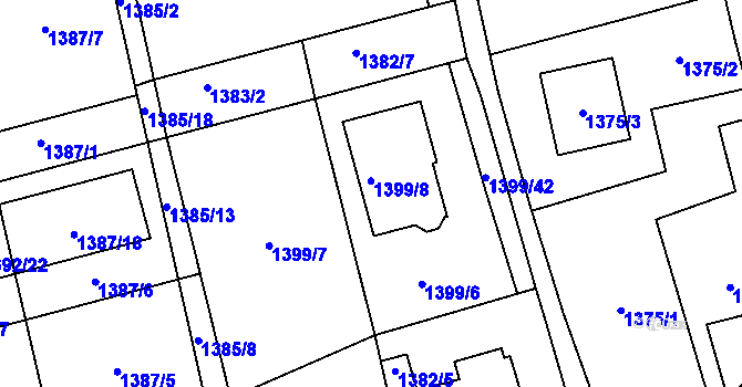 Parcela st. 1399/8 v KÚ Kylešovice, Katastrální mapa