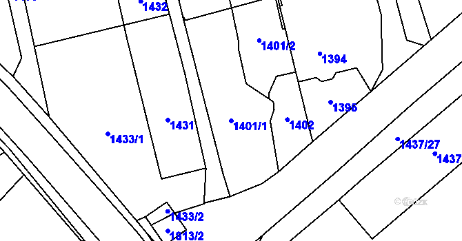 Parcela st. 1401/1 v KÚ Kylešovice, Katastrální mapa