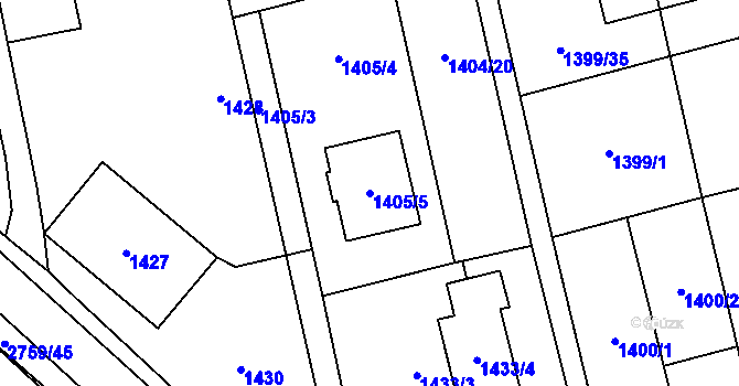 Parcela st. 1405/5 v KÚ Kylešovice, Katastrální mapa