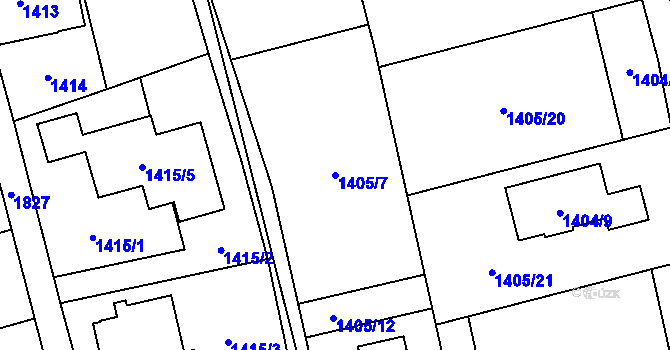 Parcela st. 1405/7 v KÚ Kylešovice, Katastrální mapa