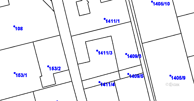 Parcela st. 1411/3 v KÚ Kylešovice, Katastrální mapa