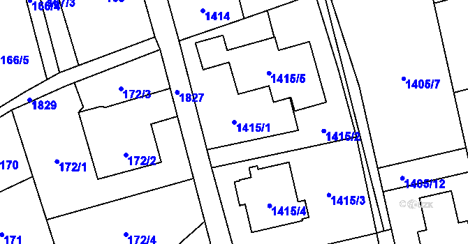 Parcela st. 1415/1 v KÚ Kylešovice, Katastrální mapa