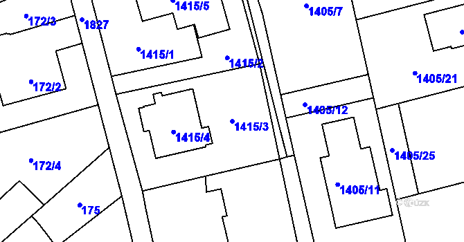 Parcela st. 1415/3 v KÚ Kylešovice, Katastrální mapa