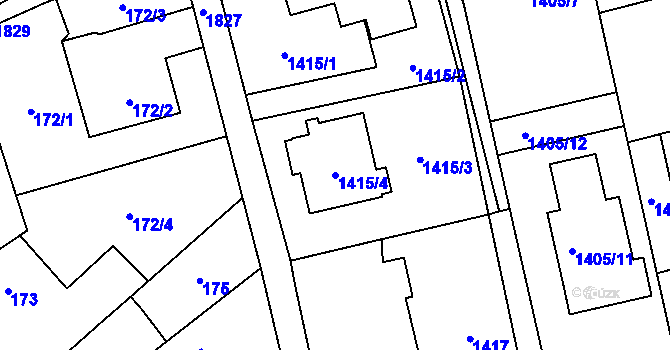 Parcela st. 1415/4 v KÚ Kylešovice, Katastrální mapa