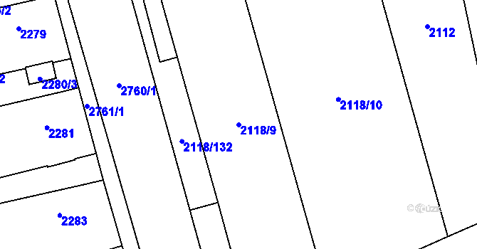Parcela st. 2118/9 v KÚ Kylešovice, Katastrální mapa