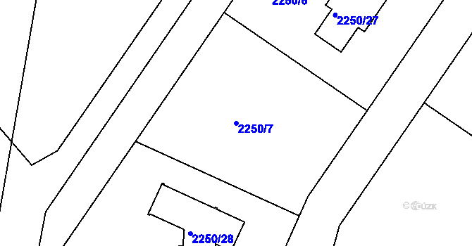 Parcela st. 2250/7 v KÚ Kylešovice, Katastrální mapa