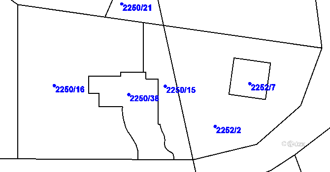 Parcela st. 2250/15 v KÚ Kylešovice, Katastrální mapa