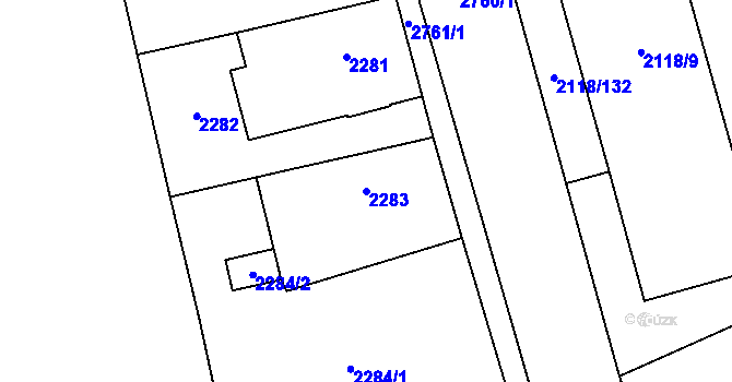 Parcela st. 2283 v KÚ Kylešovice, Katastrální mapa