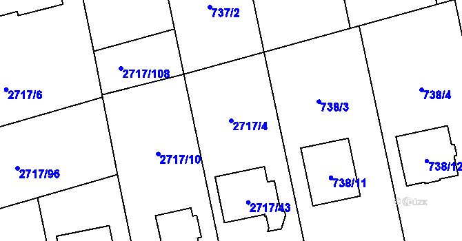 Parcela st. 2717/4 v KÚ Kylešovice, Katastrální mapa