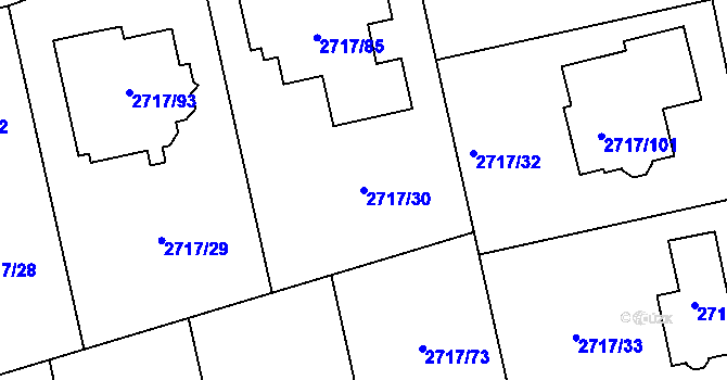 Parcela st. 2717/30 v KÚ Kylešovice, Katastrální mapa