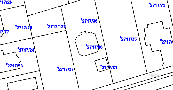 Parcela st. 2717/80 v KÚ Kylešovice, Katastrální mapa