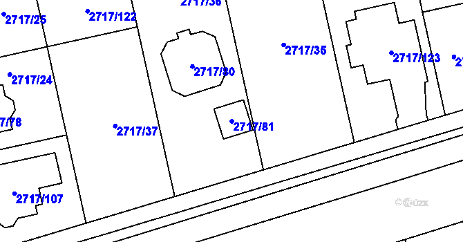 Parcela st. 2717/81 v KÚ Kylešovice, Katastrální mapa