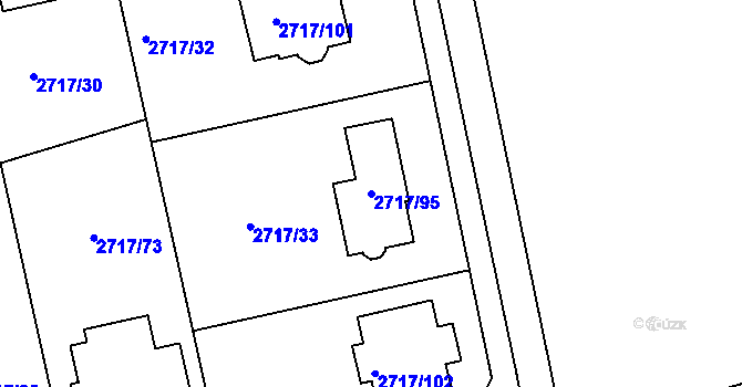 Parcela st. 2717/95 v KÚ Kylešovice, Katastrální mapa