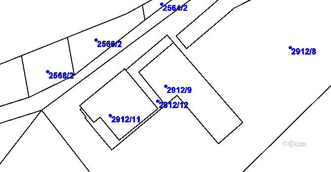 Parcela st. 2912/9 v KÚ Kylešovice, Katastrální mapa