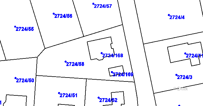 Parcela st. 2724/168 v KÚ Kylešovice, Katastrální mapa
