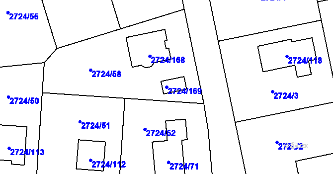 Parcela st. 2724/169 v KÚ Kylešovice, Katastrální mapa