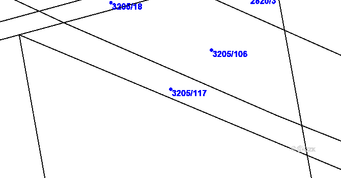 Parcela st. 3205/117 v KÚ Kylešovice, Katastrální mapa