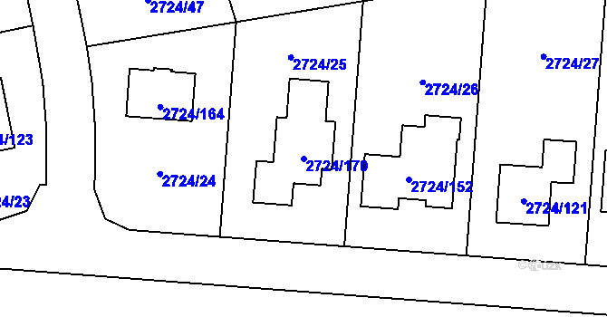 Parcela st. 2724/170 v KÚ Kylešovice, Katastrální mapa