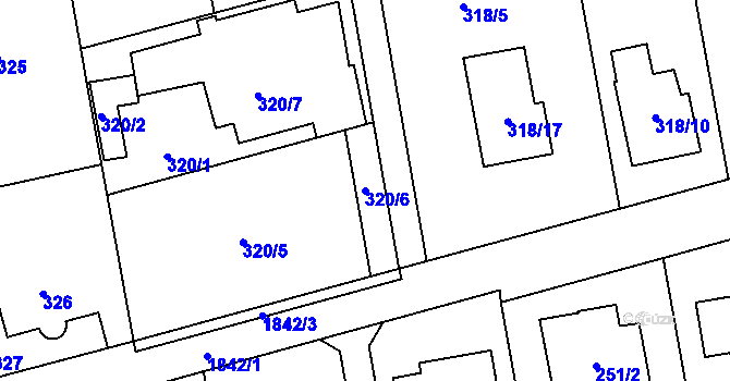 Parcela st. 320/6 v KÚ Kylešovice, Katastrální mapa