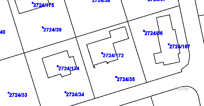 Parcela st. 2724/172 v KÚ Kylešovice, Katastrální mapa