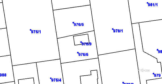 Parcela st. 976/9 v KÚ Kylešovice, Katastrální mapa