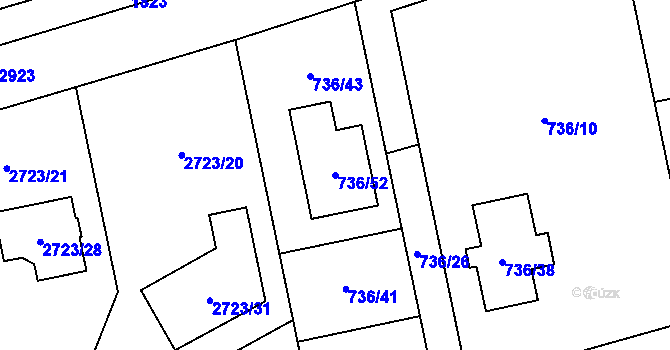 Parcela st. 736/52 v KÚ Kylešovice, Katastrální mapa