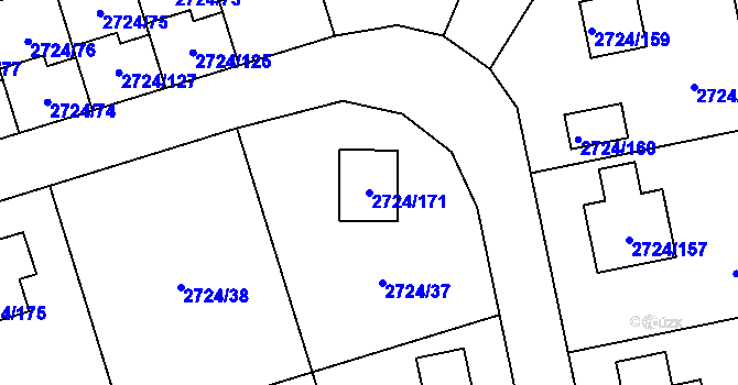 Parcela st. 2724/171 v KÚ Kylešovice, Katastrální mapa