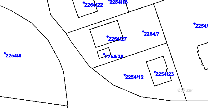 Parcela st. 2254/38 v KÚ Kylešovice, Katastrální mapa