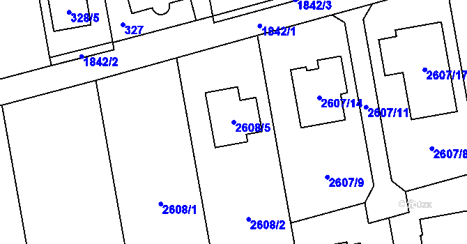 Parcela st. 2608/5 v KÚ Kylešovice, Katastrální mapa