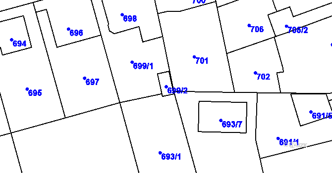 Parcela st. 699/2 v KÚ Kylešovice, Katastrální mapa