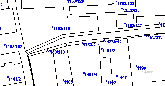 Parcela st. 1153/211 v KÚ Kylešovice, Katastrální mapa