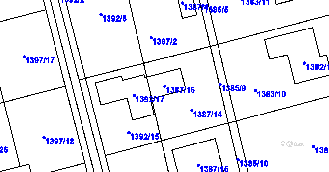 Parcela st. 1387/16 v KÚ Kylešovice, Katastrální mapa