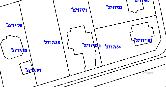 Parcela st. 2717/123 v KÚ Kylešovice, Katastrální mapa