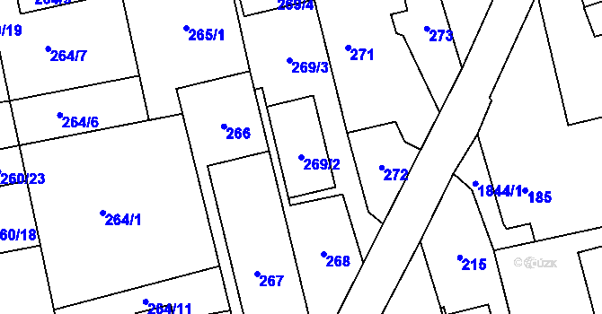 Parcela st. 269/2 v KÚ Kylešovice, Katastrální mapa