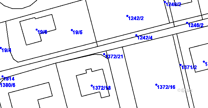 Parcela st. 1372/21 v KÚ Kylešovice, Katastrální mapa