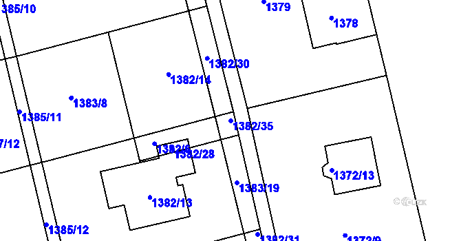 Parcela st. 1382/35 v KÚ Kylešovice, Katastrální mapa