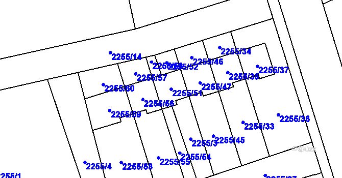 Parcela st. 2255/51 v KÚ Kylešovice, Katastrální mapa